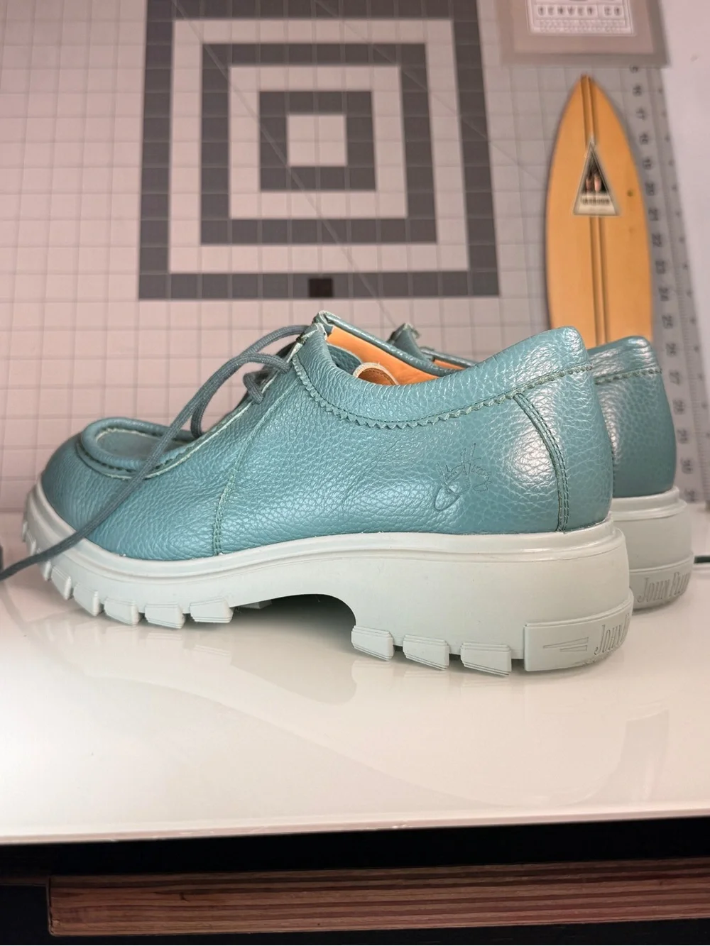 Men's Teal Casual Leather Shoes